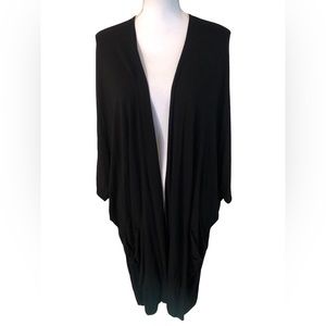 Susan Graver Weekend Black Open Front Maxi Coat